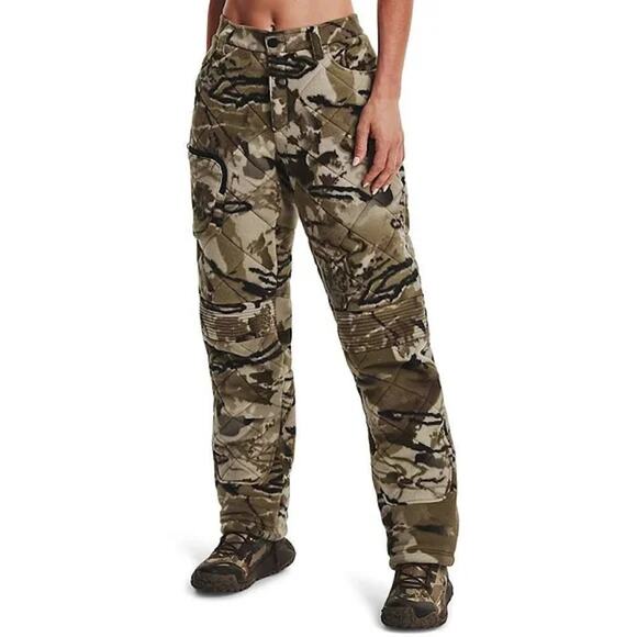 Under Armour Rut Camouflage Pants Womens 4 Loose Straight Fleece Windproof NWT - Picture 1 of 14